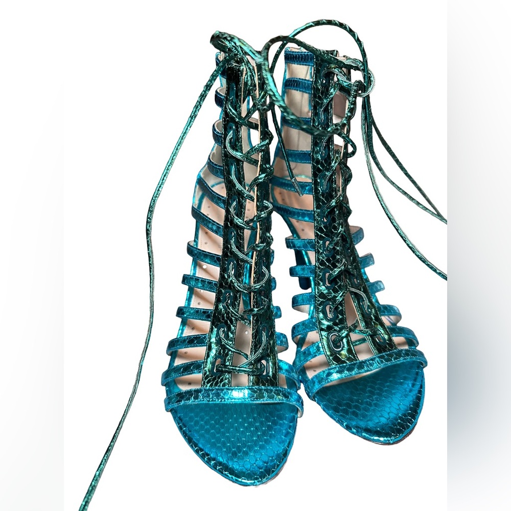 Roberto Cavalli Leather Gladiator Cage Heel Stiletto Size 40/US 9.5-10 - Picture 7 of 9